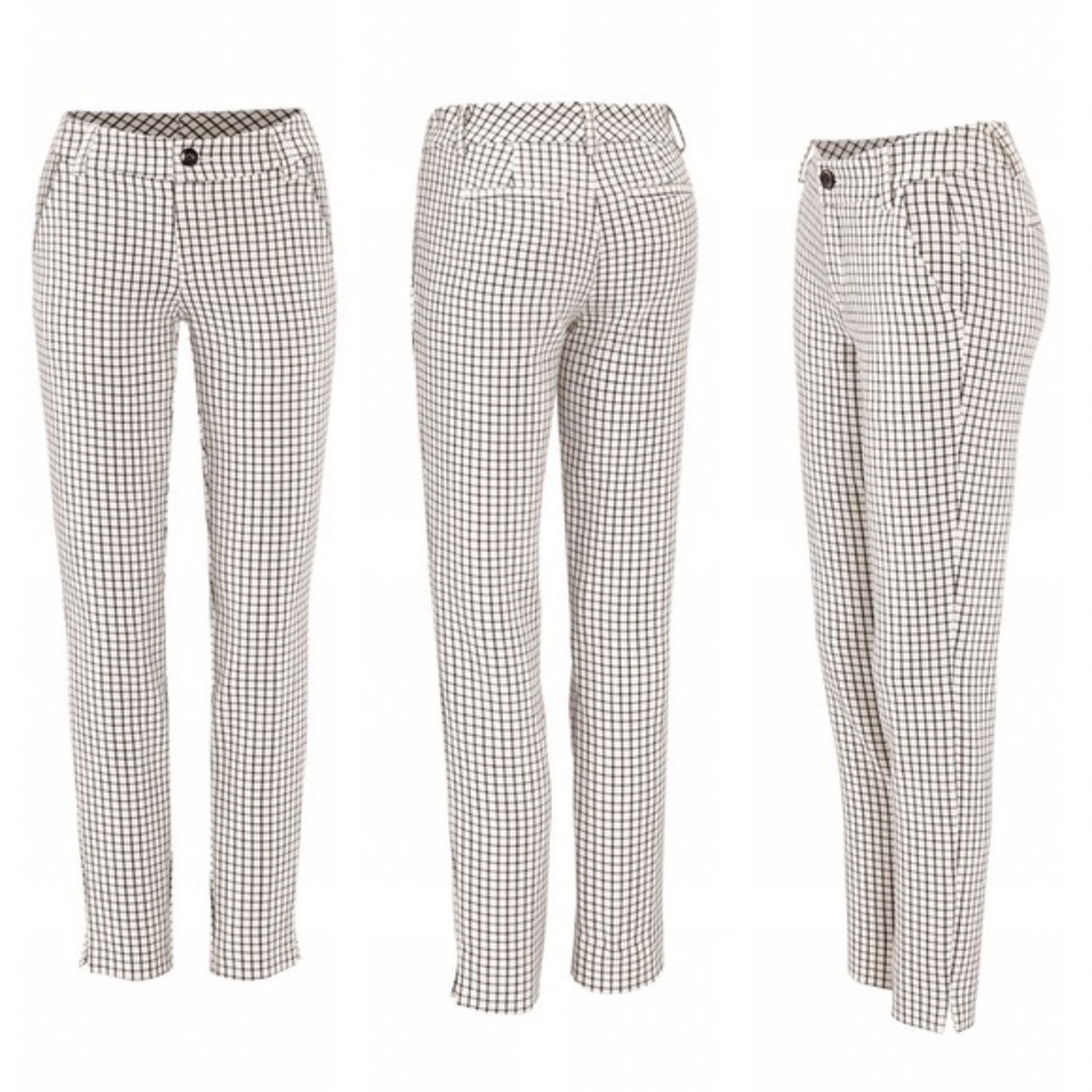 CAbi Windowpane Pant Black & White #3203 EUC Ankle Cropped Trouser size 6
